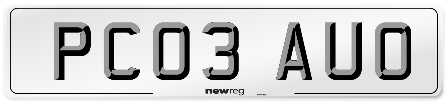 PC03 AUO Number Plate from New Reg